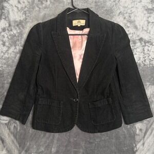Vintage Y2K Juicy Couture Jean Black Corduroy Blazer Pink Satin Lining Medium